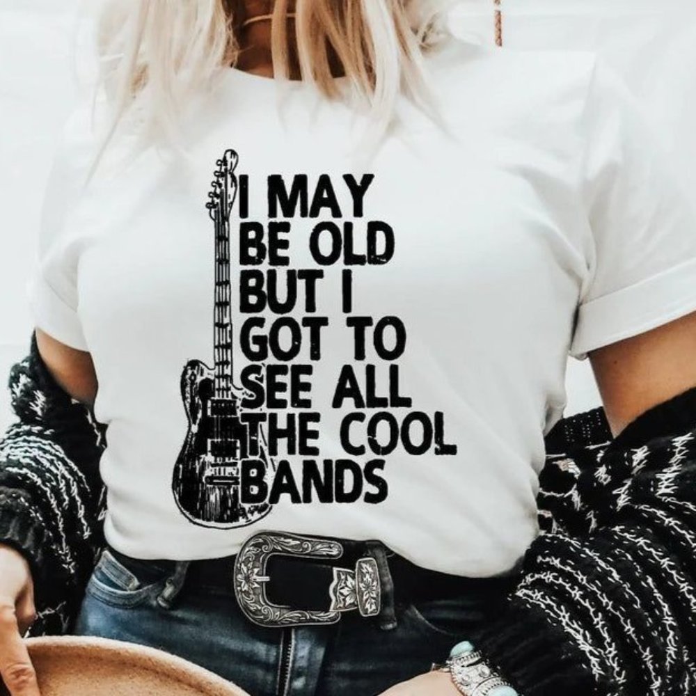 I GOT TO SEE ALL THE COOL BANDS Handmade Graphic Tee - Picture 4 of 4